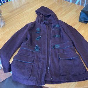 Yoki Maroon Hooded Pea Coat